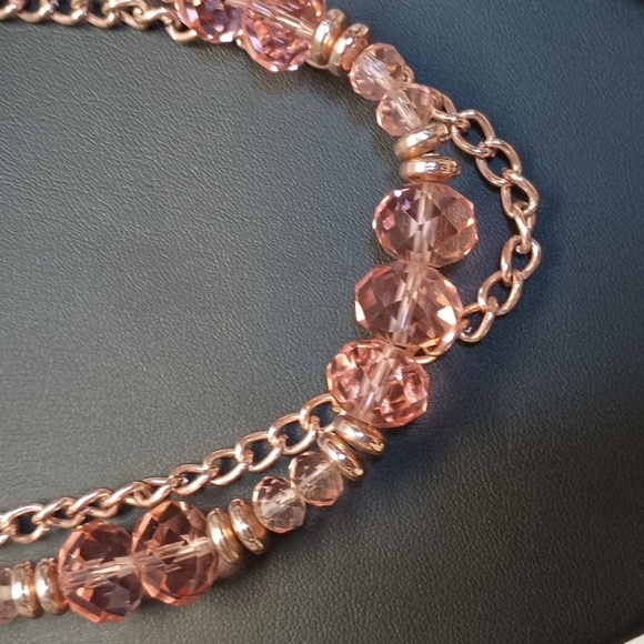 Glass beads vintage necklace with gold chain - Picture 2 of 3